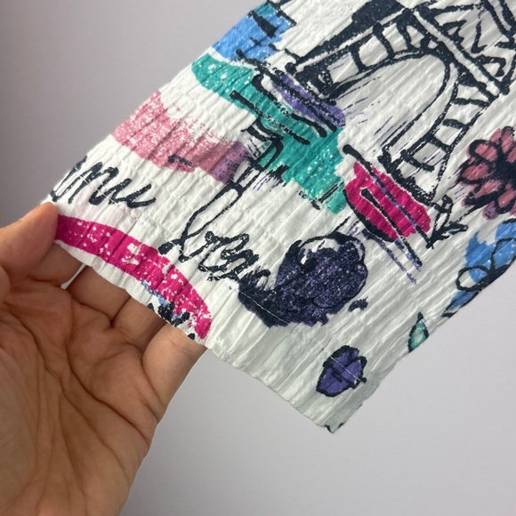 Habitat Multicolor Cotton Blend Artistic Drawing Long Sleeve Oversized XS Blouse - Picture 6 of 12